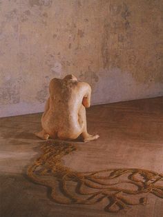 Kiki Smith, Pea Body, brown wood floor